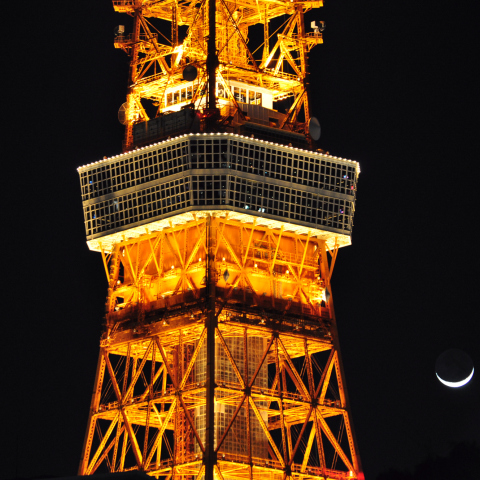東京タワーと月と金星と