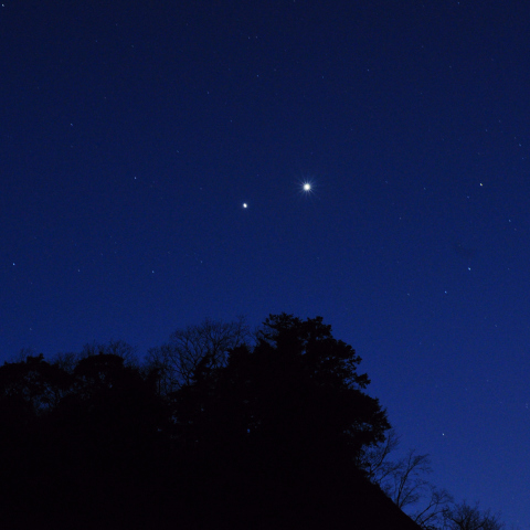 だんだん輝きはじめた木星と金星