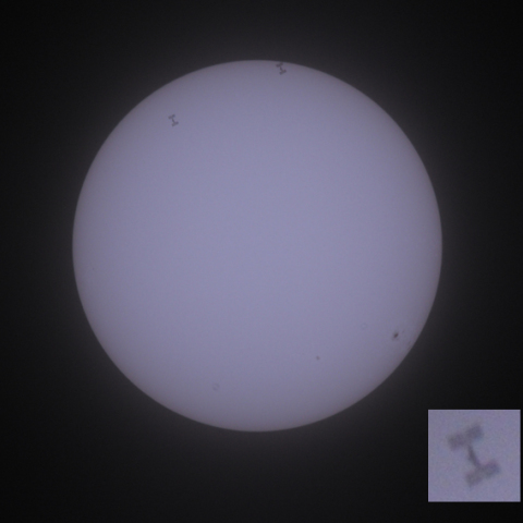 ISS日面通過(星出さんを乗せたソユーズのドッキング85分前)