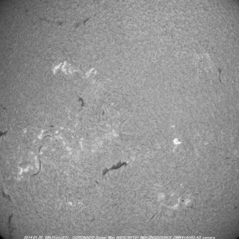 １月20日のＨα光で見た太陽