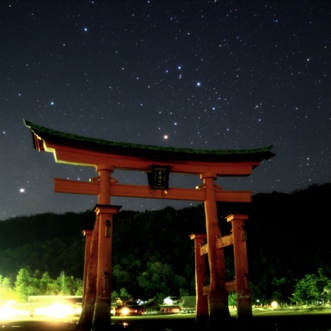 日本三景宮島の大鳥居とさそり座1/5