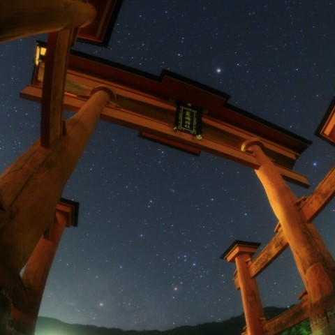 日本三景宮島の大鳥居とさそり座4/5