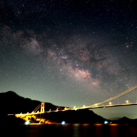 豊島大橋と天の川