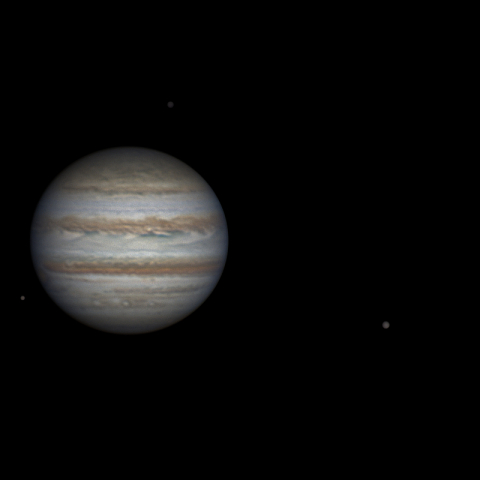 密集する木星とガリレオ衛星