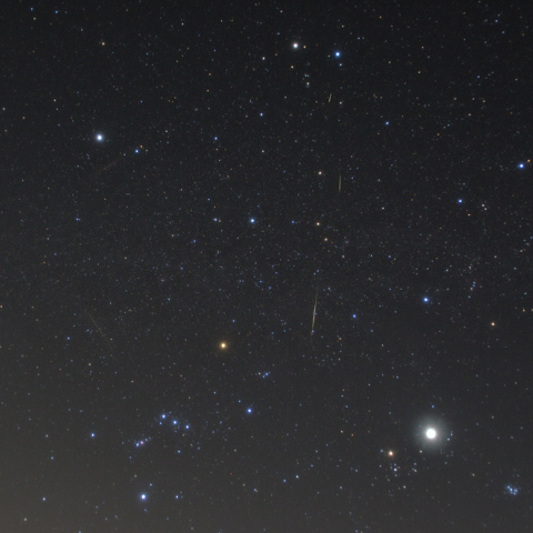 冬の星々とふたご座流星群