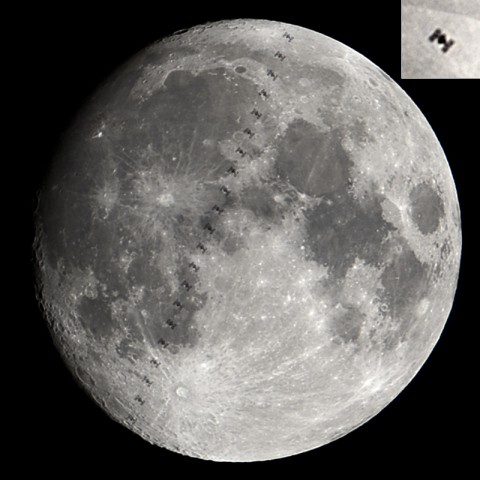 国際宇宙ステーションの月面通過