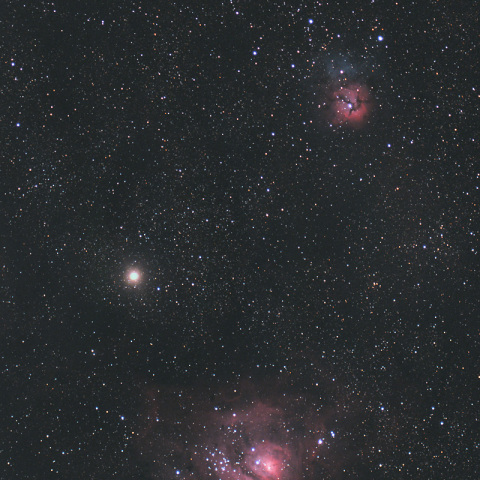 星雲星団密集エリアを横切る火星