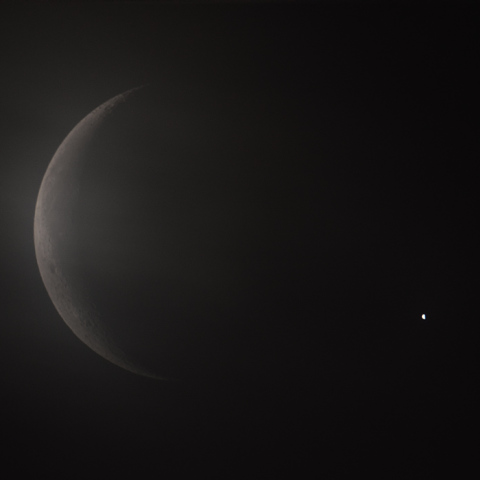 金星食後の月と金星