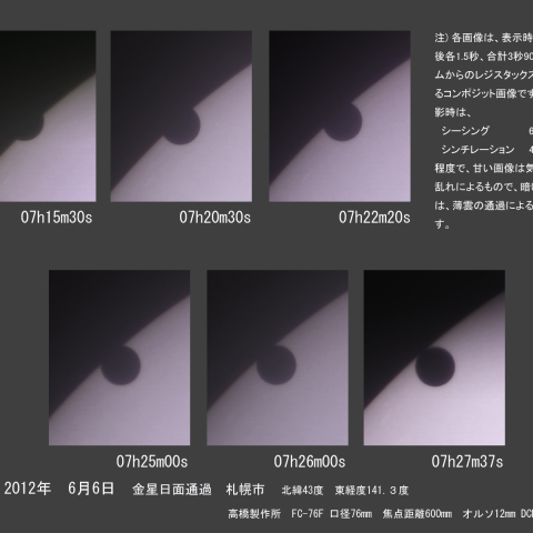 2012年　6月6日札幌市での金星日面通過