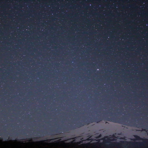 富士山と星