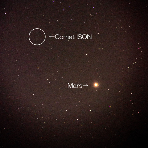 アイソン彗星と火星とレグルス