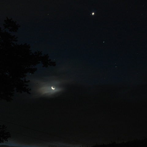 明け方の「月と金星」