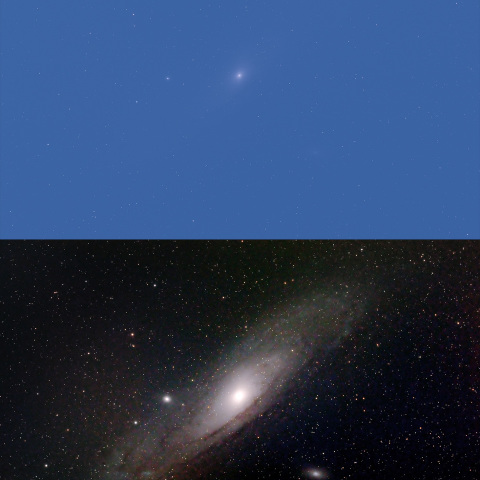 満月の明かりに霞むM31