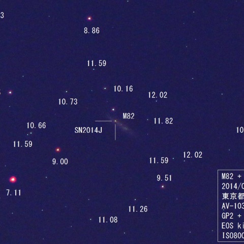 都内から超短焦点アクロマートで撮った超新星 SN2014J