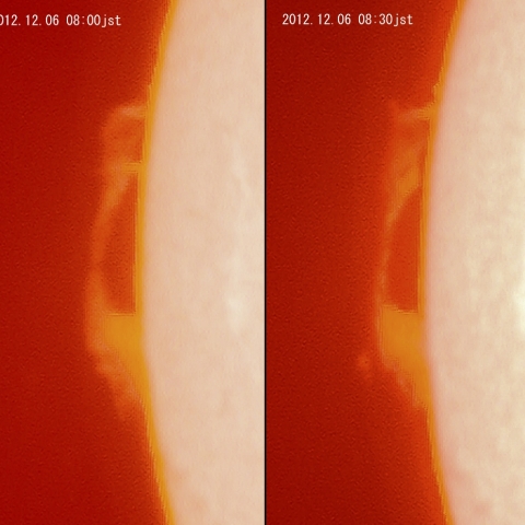 プロミネンスの短時間変化