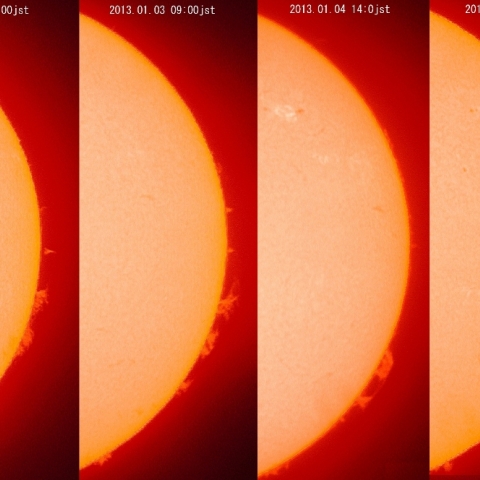 プロミネンスの変化（1月1日～6日）