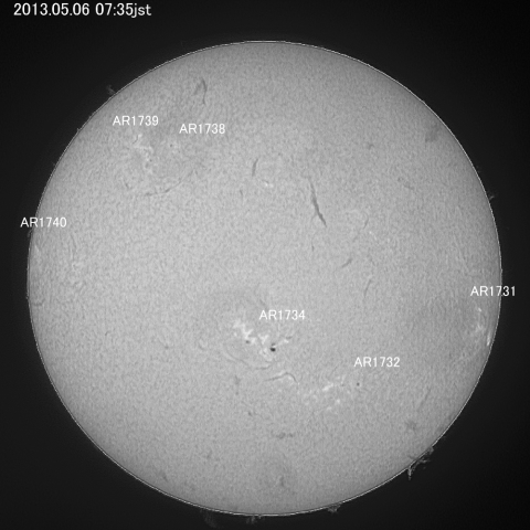 今日の太陽と黒点群、5月6日