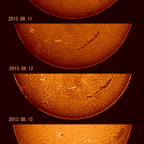 ダークフィラメントの変化（9日間）