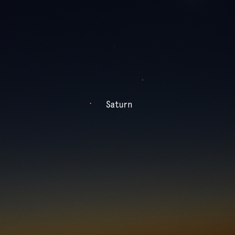 明け方の月と惑星たち