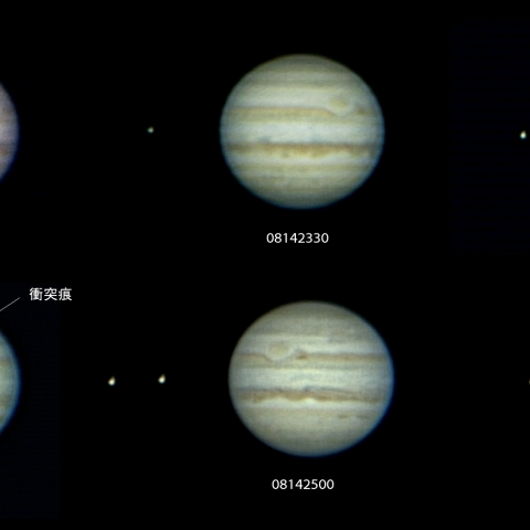 木星の自転と衝突痕