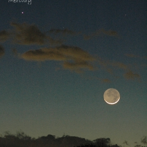 水星と細い月の接近