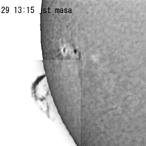 プロミネンスと黒点周辺