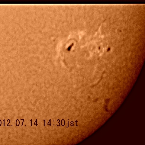 太陽黒点群（Ｈα線）