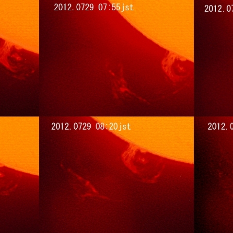 プロミネンスの短時間変化