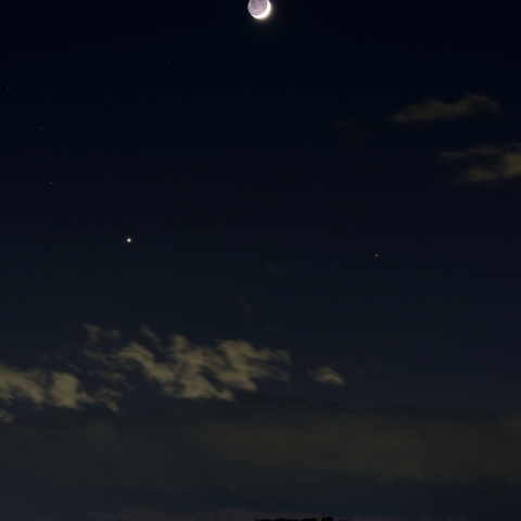 松島湾と月・金星・土星