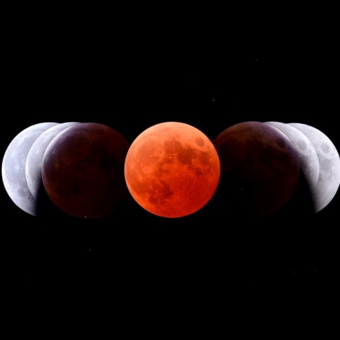 皆既月食と地球の影