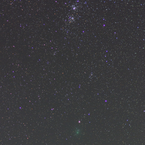 二重星団とハートレー彗星