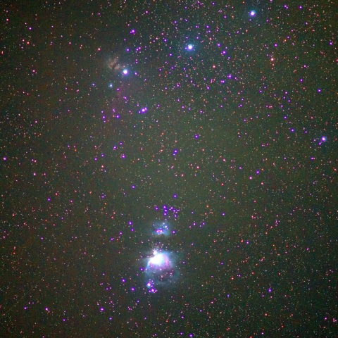 オリオン座、M42と三ツ星付近