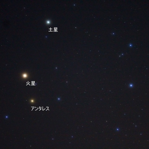 火星・土星・アンタレスの集合