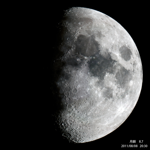 月齢 8.7の月（8月8日）
