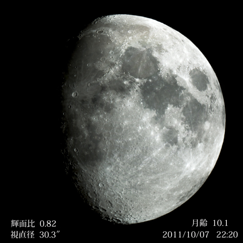 月齢10.1の月（10月7日）