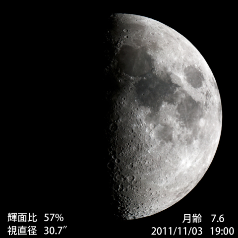 月齢７.６の月（１１月３日）