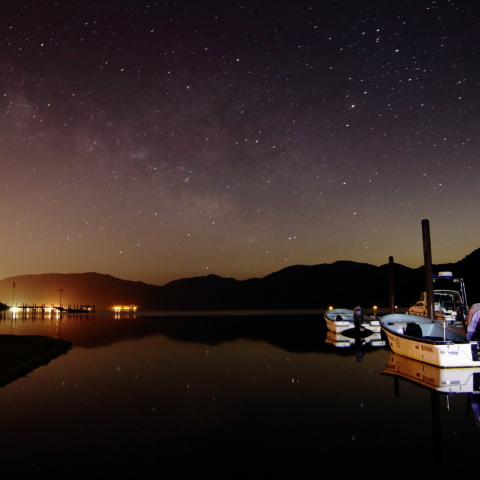 天の川と中禅寺湖