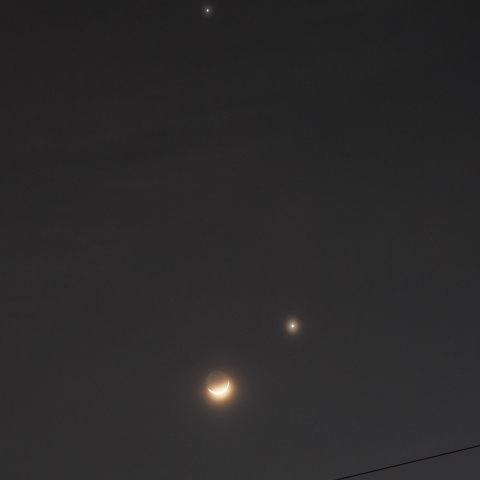 月と木星、金星