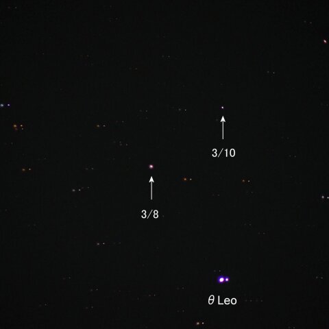 小惑星ベスタ衝前後3日間の動き