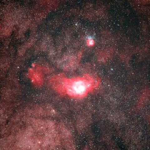 干潟星雲（M8)、三裂星雲(M20)付近