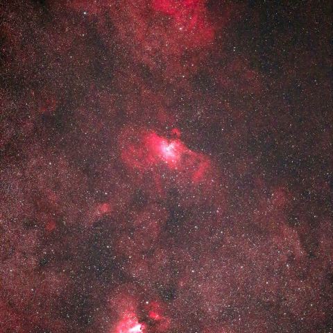 わし星雲(M16)、オメガ星雲(M17)付近