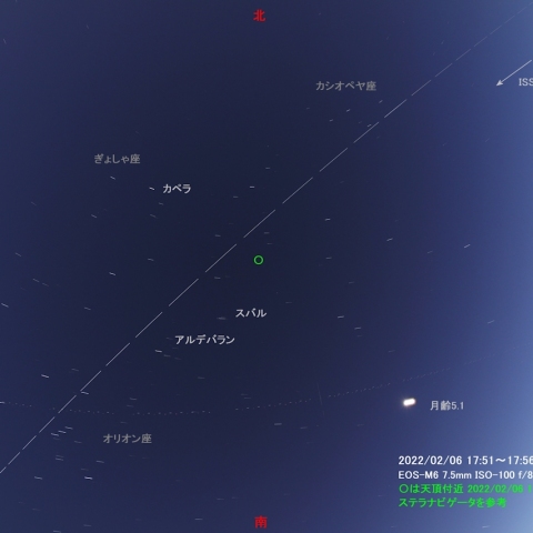 ISS天頂通過光跡撮影 2022年02月06日