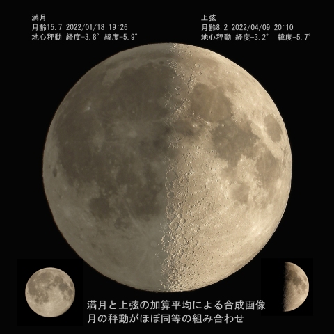 満月と上弦の合成画像