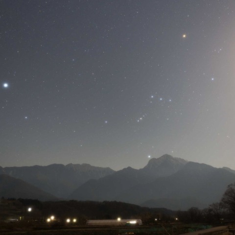 甲斐駒とオリオンとシリウス