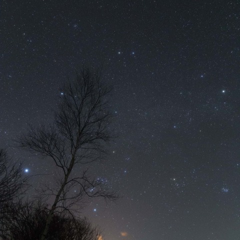雪景色の冬の大六角形