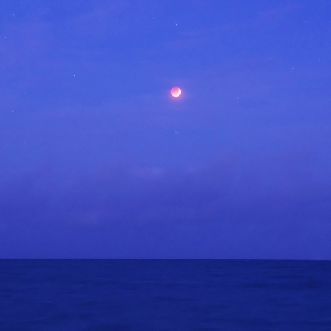 赤い満月の夜明け