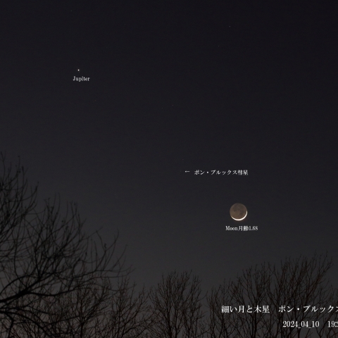 木星と細い月　ポン・ブルックス彗星らしき痕跡