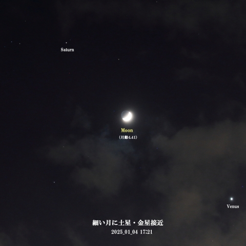 新春の集い　土星・細い月・金星