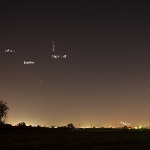 秋　夕景　沈む月　輝きだす星々