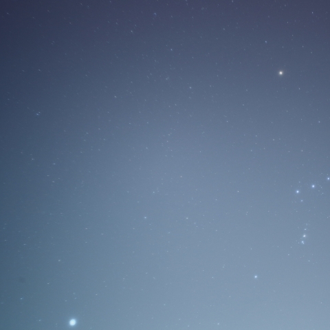 春近しオリオン座と冬の大三角